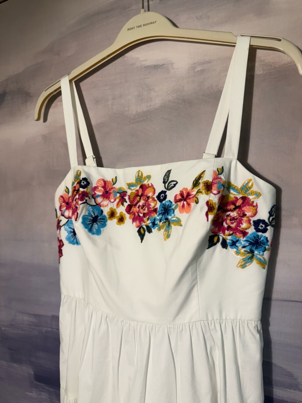 White Floral Embroidered Tiered Midi Sundress - Picture 3 of 7
